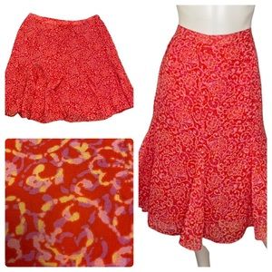 JL Studios Size Knee Length Floral Skirt 24w pink red chiffon flowy